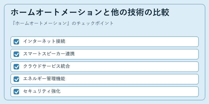 ホームオートメーションと他の技術の比較