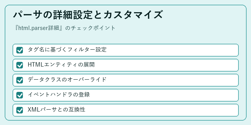 パーサの詳細設定とカスタマイズ