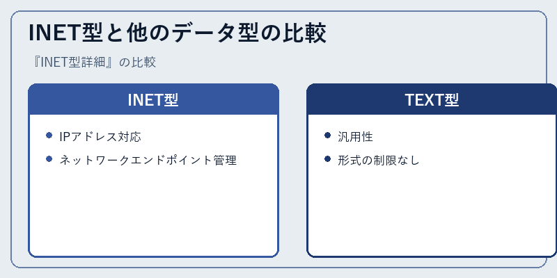 INET型と他のデータ型の比較
