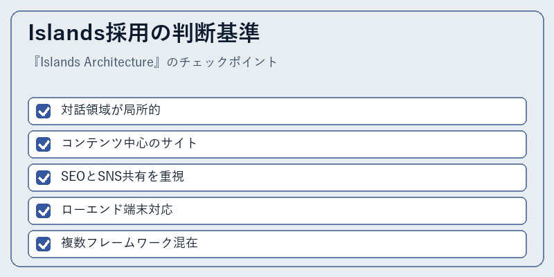 Islands採用の判断基準
