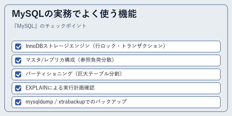 MySQLの実務でよく使う機能
