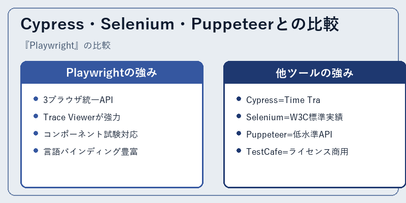 Cypress・Selenium・Puppeteerとの比較