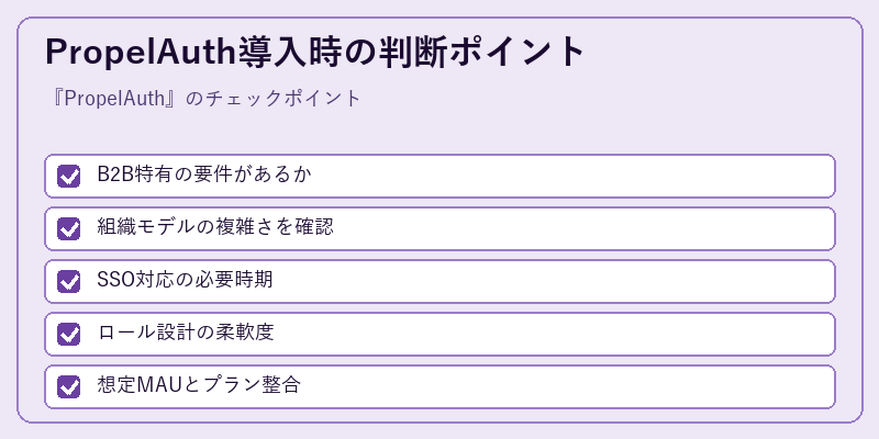 PropelAuth導入時の判断ポイント