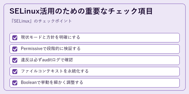 SELinux活用のための重要なチェック項目