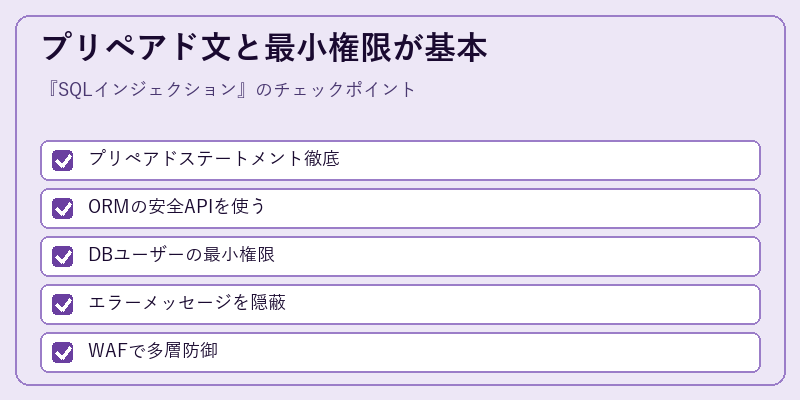 プリペアド文と最小権限が基本