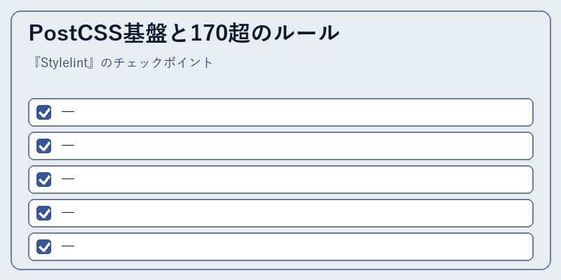 PostCSS基盤と170超のルール