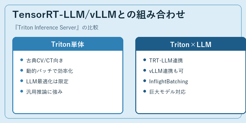 TensorRT-LLM/vLLMとの組み合わせ